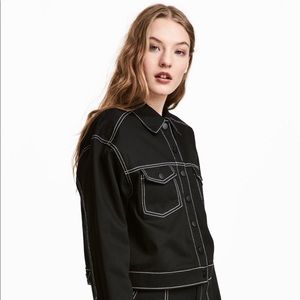 Cropped black denim jacket